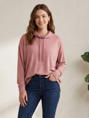 Danskin Dusty Rose Cowl-Neck Pullover Hoodie Size XL